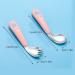Silent-Qiaoyou Children's Cutlery Set - Heat-Resistant Stainless Steel Training Spoons & Forks Pink Curved Baby Feeding Utensils - Buy Online on GoSupps.com