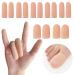 14 PCS Silicone Finger Cots, Gel Finger Protectors for Finger Tips, Soft Reusable Finger Caps Great for Trigger Finger, Hand Eczema, Finger Cracking, Finger Arthritis Beige