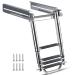 Marinebaby 3-4 Step Ladder Under Platform Slide Mount Boat Boarding Ladder, Telescoping Ladder with a Carry Handle and Mounting Screws, Press-Type Spring Latch (4 Steps)
