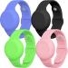 SUIHUOJI 4 Pack Airtag Bracelet for Kids Waterproof, Silicone Wristband Full Case Cover for Apple Airtag Holder, Anti-Lost Watch Band Hidden Accessories for Child, Tracker Strap Pink+Green+Black+Blue