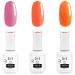 Looky 3-in-1 Gel Nail Polish 3 Pack Sunset Dreams #752 Apolline #868 Papaye #731 Nadia Combined Base Color Top Coat Salon Quality Manicure at Home DIY Easy Application Nail Lacquer Enamel Quick UV LED Curing Long Lasting Color 3 x 15ml (Sunset Dreams #752