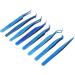 Premium 8-Part Eyelash Extension Tweezers Set - Stainless Steel Ergonomic Blue Titanium with Straight & Curved Tips - Buy Online on GoSupps.com