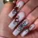 24Pcs/Set Press On Nails Halloween 3D Dark Spider Water Diamond Relief Long False Nails Acrylic Fake Nails Full Cover Nails Tips Artificial Finger Manicure Press on nails for Women and Girls
