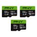 PNY 64GB Elite-X Class 10 U3 V30 microSDXC Flash Memory Card, 3 Count (Pack of 1) - 100MB/s, Class 10, U3, V30, A1, 4K UHD, Full HD, UHS-I, micro SD 64GB FLASH CARD - 3 PACK