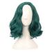 Mapofbeauty 14 inch/35 cm short curly bob wig shoulder long side part pony synthetic fiber wavy hair fibers for pretty parties cosplay (dark pine green)