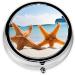 Buy Cute Starfish Round Pill Box | Mini 3 Compartment Travel Organizer for Vitamins & Medications - Buy Online on GoSupps.com