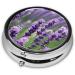 Purple Lavender Floral Portable Round Pill Box | Lightweight Moisture-Proof Vitamin Organizer - Buy Online on GoSupps.com