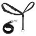 Dog halter adjustable halter padded with 120cm nylon rope for small medium large dogs work training (black)