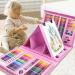 DLUCKY 208 PCS Art Supplies Drawing Art Kit for Kids Adults Art Set with Double Sided Trifold Easel Oil Pastels Crayons Colored Pencils Watercolor Pens Gift for Girls Boys Artist Pink