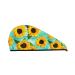 Yellow Sunflowers with Green Leaves Microfiber Hair Towel Soft Super Absorbent Hair Towel Wrap for Women Coral Velvet Quick Dry Hair Cap for Long Curly and Thick Hair