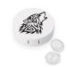 Tribal Wolf Howl Cute Contact Lens Case Travel Portable Round Contact Storage Box Kit with Mirror for Daily Outdoor
