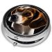 Cute Dog Round Pill Box | 3 Compartment Portable Travel Medicine Organizer - Mini Decorative Pocket Purse for Vitamins & Tablets - Buy Online on GoSupps.com