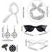 Polka Dot Headband - 1950s Headbands and Drop Earrings Set - Vintage Polka Dot Hair Bands with Chiffon Scarf Eye Glasses for Girls White One Size - Buy Online on GoSupps.com