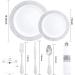 LLSF 210 Piece Silver Plastic Dinnerware Set - Disposable Plates, Cups, Napkins, and Cutlery for Wedding and Party - Buy Online on GoSupps.com
