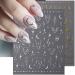 3D Sun Moon Star Nail Stickers - Holographic Laser Decals for Boho Nail Art - Rose Gold/Silver - Mythology Totem Design - 8 Sheets - Buy Online on GoSupps.com