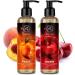 Buy Sensual Massage Oil Set 2x200ml - Peach & Cherry - Edible Kissable Body Oil with Almond Grape Seed & Macadamia Oils - Perfect for Couples - Buy Online on GoSupps.com