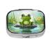 Frog in A Pond Printing 2 Compartment Small Pill Case Cute Small Pill Box Purse Pill Boxs Travel Pill Organizer for Pocket Purse and Travel Gifts