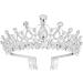 FRCOLOR Wedding Tiara Crystal Rhinestones Tiara Crown with Comb Pageant Princess Crown (Silver)