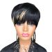 SAGA QUEEN Pixie Cut Wigs for Black Women Human Hair Brazilian Real Human Hair Short Layered Pixie Wigs with Bangs for Women Glueless None Lace Front Wig African American Full Machine Made Wig (1B27)