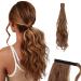 Ponytail Extension Wrap Around Long Straight Curly Clip in Ponytail Hair Extensions for Women Brown Black Blonde Hairpiece 17"-Curly Light Auburn Light Auburn 17 Inch