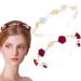 Aswewamt 2 Pcs Rose Flower Pearl Headband Metal Gold Floral Hairband Pearl Hair Band Wedding Headpiece Hair Jewelry for Women