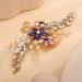 Teyglen Gold Leaf Blue Flower Wedding Hair Comb | Rhinestone Bridal Hairpiece for Bride - Buy Online on GoSupps.com