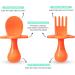 Grabease Baby Self-Feeding Utensils Spoon and Fork Set for Baby-Led Weaning - Non-Toxic Plastic with Protective Barriers - Orange - Buy Online on GoSupps.com