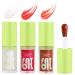 3PCS Fat lip oil Lip Oil Set - Long Lasting Lip Oil Light Lip gloss Set - Glitter Liquid Lip Gloss - Moisturizing Tinted Lip Gloss Lip Plumper Lip Balm - High-Shine Plumps Hydrating Nourishing Multi-colored