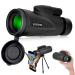 Monocular Telescope with Low Night Vision for Adults Kids,12X50 High Power Mini Zoom Monoculars with Smartphone/iPhone Adapter Tripod,Gifts for Bird Watching Hunting Camping Traveling Star Sports Black
