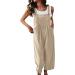 1983 Women's Summer Casual Loose Jumpsuit Wide Leg Pants, Khaki Medium - Buy Online on GoSupps.com