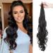 ShowCoco Ponytail Extension 32 Inch Flexible Wrap Around Ponytail Hair Extensions Long Curly Synthetic Ponytail Wavy Pretty Hair Ponytails Hairpieces For Women Daily Use(32Inch 1B) 32 Inch (Pack of 1-100g) 1B
