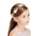 IYOU Pearl Princess Helmet Gold Rhinestone Wedding Headband Date Birthday Promo Hair Accessories for Girls Flowers and Bridesmaid