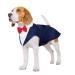 Kuoser Dog Smoking Suit & Bandana Set Pet Fomal Clothes Dogs Mantel with Removable Flying Dog Suit Puppy Costume Shirt For Wedding Halloween Birthday Party S-XXL M Recare Length: 35 cm Blue