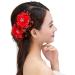 Smbcgdm Flower Decor Hair Barrette Faux Pearl Clip Exquisite Beidal Headpiece with Rhinestone Fake Luxury Anti-slip Red - Buy Online on GoSupps.com