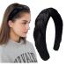 LEBENSWERT Headband Velvet Braided Headband Ladies Traditional Headband Wide Vintage Hairband Fashion Headbands for Women (Black)