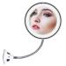 10X Magnifying Mirror with Lights, Flexible Mirror as seen on TV, Powerful Suction Cup, 360 Swivel Flexible Gooseneck Makeup Mirror for Bathroom Shaving Travel Vanity, Cordless