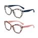 MMOWW 2 packs Reading glasses for women with cat eyes - anti -blue comfortable and fashionable Cat Eye with a feather zip (pink turtle + gray turtle 3.0) pink turtle + gray turtle 3.0 x