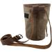 Handmade Brown Waxed Canvas Rock Climbing Chalk Bag with Zippered Pocket - Gymnastics & Gym Pouch - Hide & Drink - Buy Online on GoSupps.com