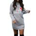 Women's fashion Christmas costume cartoon pulli dress bag christmas elk sweatshirt dress Christmas dress mini sweater pulli dress Christmas dresses gray m