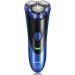 NWOUIIAY Electric Razor Shavers for Men Wet & Dry Shavers for Men with 3 Rotating Heads Pop-up Trimmer and USB Fast Rechargeable Beard Razor with LED Charge Indicator Blue