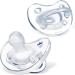 Chicco PhysioForma 100% Soft Silicone One Piece Pacifier for Babies 0-6m Clear Orthodontic Nipple BPA-Free 2-count in Sterilizing Case 0 - 6 months Clear Two Pack