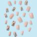 24-Piece Angular Press-On Nails - Short Pink Blue French Ballerina Design | Natural Art with Ahorn Leaf | Square Fingernails for Women & Girls - Buy Online on GoSupps.com