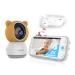 KAWA 2K Baby Monitor 5" IPS Screen Video Baby Monitor with Camera and Night Vision TF Card Storage(Not Included) 4000mAh 4X Zoom 2-Way Talk 180 Flip Lullabies Temp Sensor 1000ft Range (S7) Brown