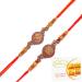 Ghasitaram Gifts Rakhi for Brother Rakhis Online - Set of 2 BW-5410 and BW-5414 Om Ganesh Divine Rakhis with 400 GMS of Besan Barfi