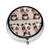 Six Little Pandas Portable Metal Pill Box Round Mini 3-Compartment Plastic Insert hinged Fastening Design Suitable for Small Pills Must-Have for Travel