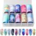 10 Roll Starry Sky Nail Art Foil Stickers, Colorful Print Nail Design Transfer Foil Decals, Holographic Sky Foil Decal Stickers Nail Polish Accessory for Women DIY Nail Tip Decoration