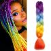 Colorful jumbo braiding hair extensions 4 tone 1pc ombre synthetic braid hair extension 60cmes purple to blue to yellow to orange 1 piece of purple up to blue to yellow to orange