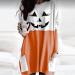 Color Block Tunic Dress for Women | Pumpkin Face Print Sweatshirt | Butterfly Print Shirt Halloween Top | Orange Small - Buy Online on GoSupps.com