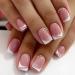 24 Pcs French Tip Press on Nails Short Square Fake Nails Nude Pink Glue on Nails with Rhinestones Designs Medium French Acrylic Nails White Nail Tip Artificial Nails for Women Nail Art Decorations D-12