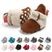 EDOTON Unisex Newborn Winter Boots Warm Stripe Bootie Non-Slip Sole Soft Stay On Ajustable Bootie Sock 12-18 Months Coffee